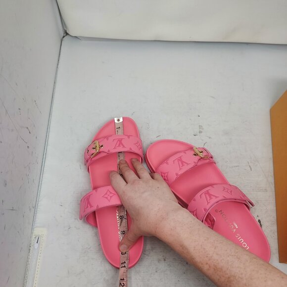 LOUIS VUITTON Pink LV Monogram Bom Dia Flat Slide Sandal - Picture 11 of 12
